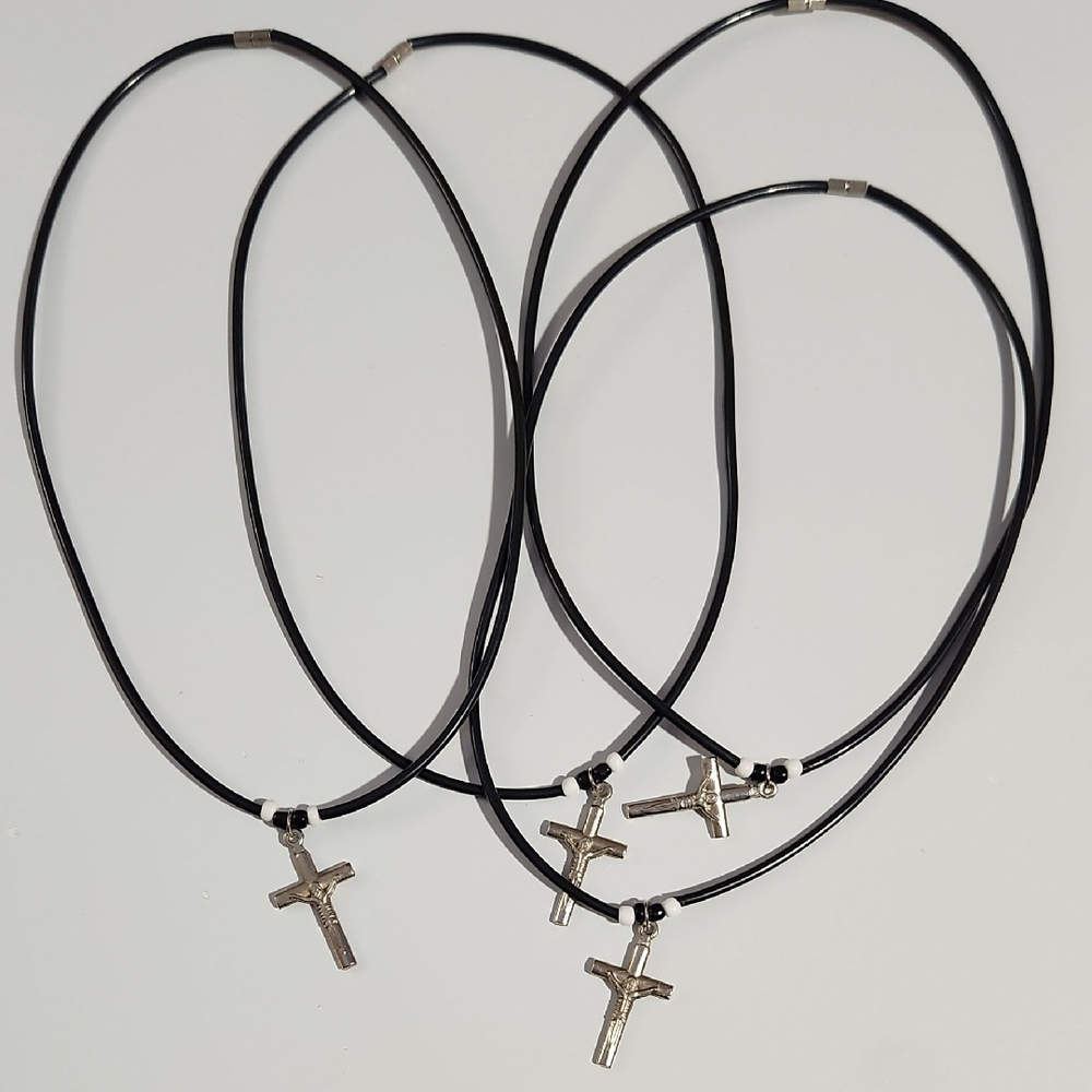 Stylish Silver Cross Necklace Set 4qty